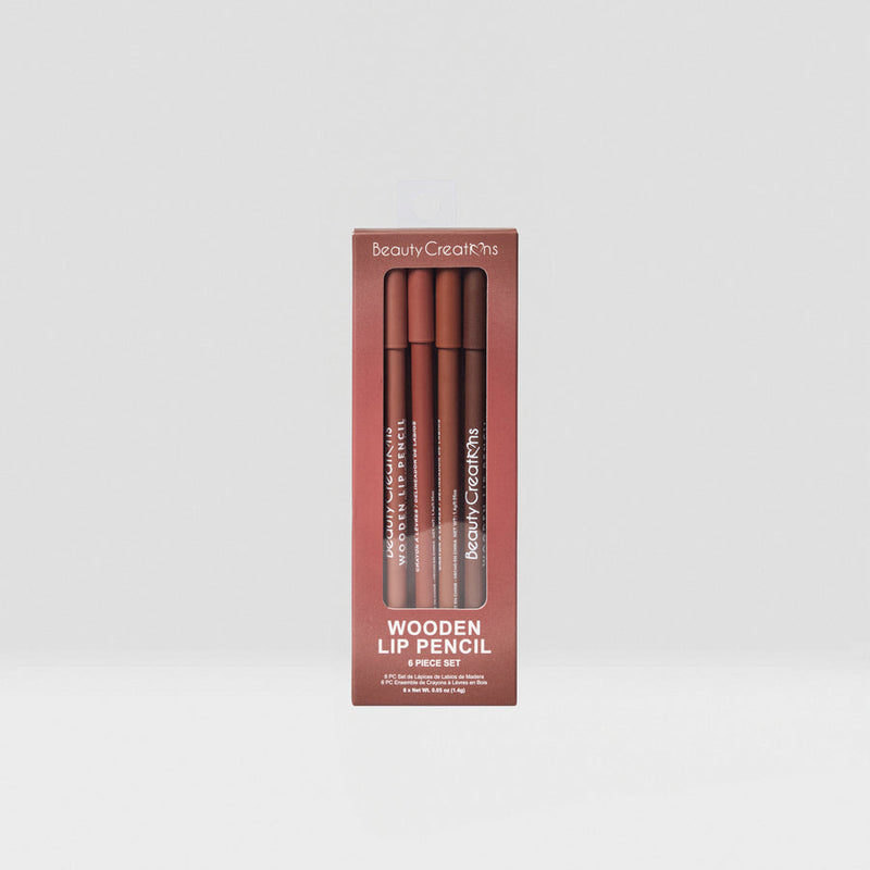 Lápiz Delineador De Labios Wooden - Set De 6 pzs  Nudes | Beauty Creations
