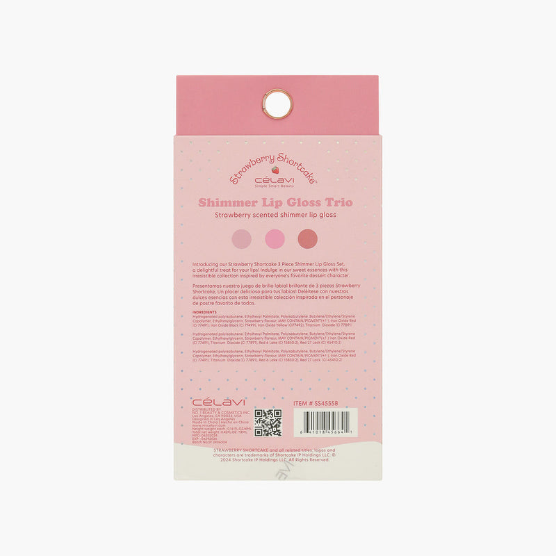 BRILLO DE LABIOS BRILLANTE STRAWBERRY SHORTCAKE DE 3 PIEZAS | CELAVI