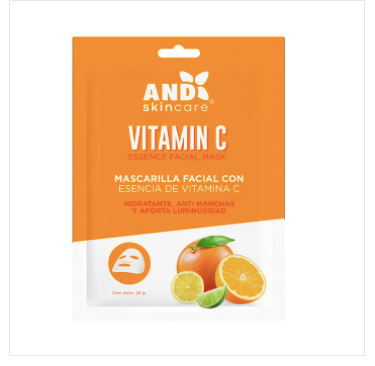 Mascarilla facial textil, AND, con Vitamina C, 25 grs. - Compra Maquillaje y Artículos de Belleza | Belle Queen Cosmetics
